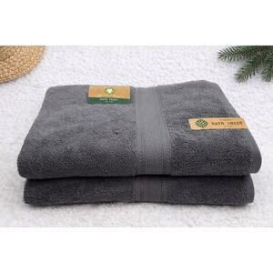 Eco Existence The Organic Towel Eco- melange 2 Pc Bath Sheets 34" x 64" Gray New